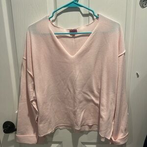 FRANCESCA’S light pink thin v neck sweater